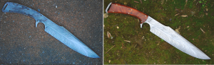 Bowie Gung Ho lame de 25.5 cm forgée en damas plume