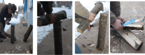 fendre une buche, couteau forgé, bushcraft