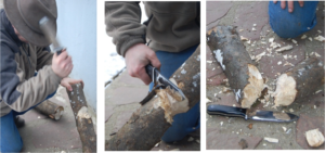 bushcraft, coupé du bois, couteau forgé