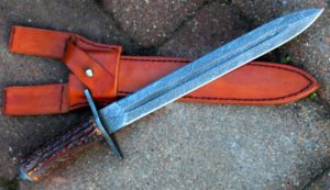 Dague de chasse, acier damas